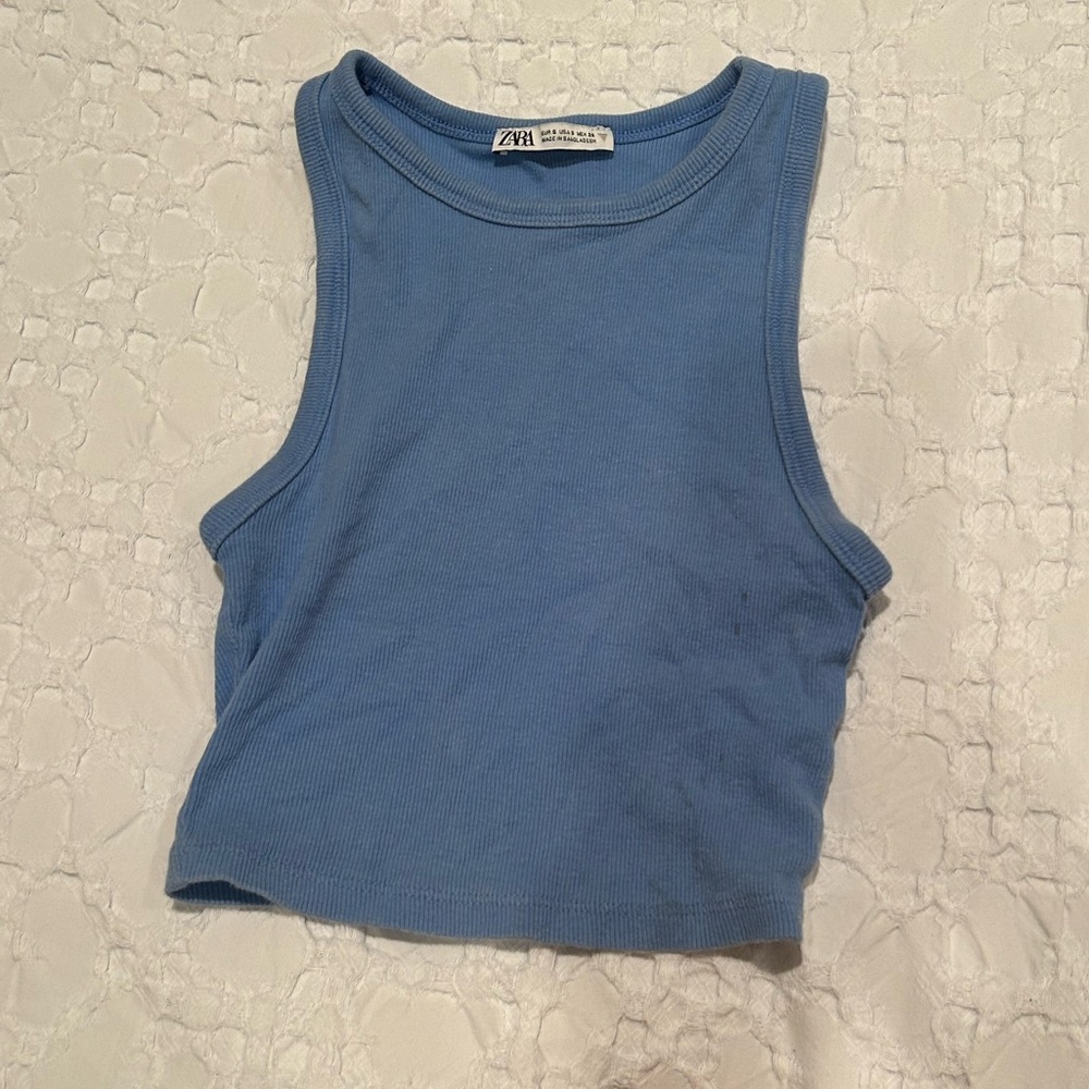 Zara blue cropped tank top